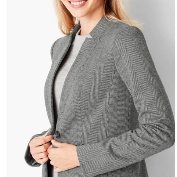 TALBOTS Aberdeen Herringbone Knit Blazer - Picture 2 of 12